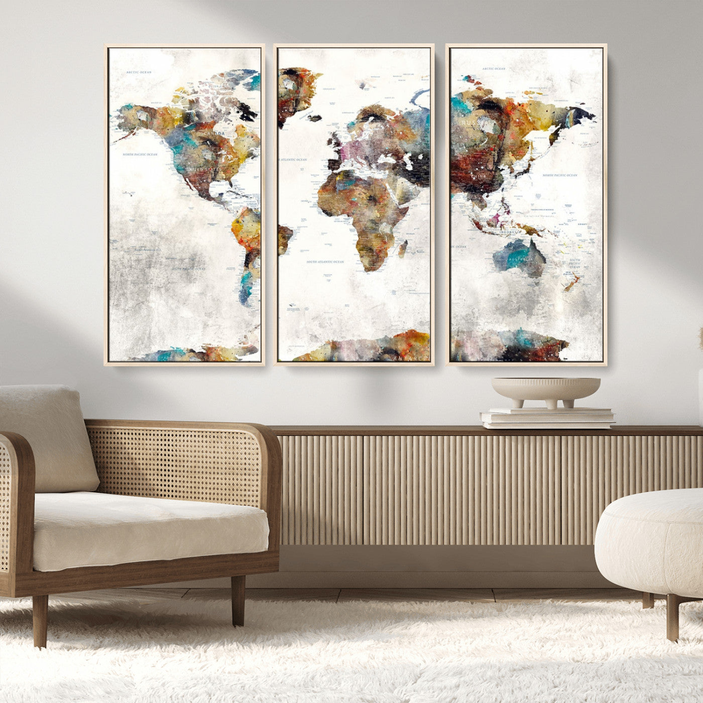 MGV-FC-48X32-3P - Push Pin World Map Canvas Print – Framed Wall Art for Couples to Track Their Travels – Anniversary