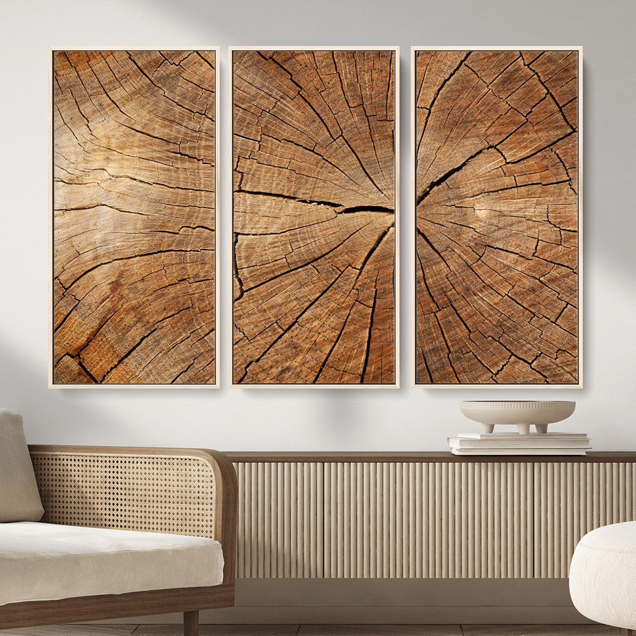 61710-MGV-CV-36X24 - Tree Ring Canvas Art, Rustic Wood Grain Wall Art, Tree Slice Decor for Modern Homes, Giclee