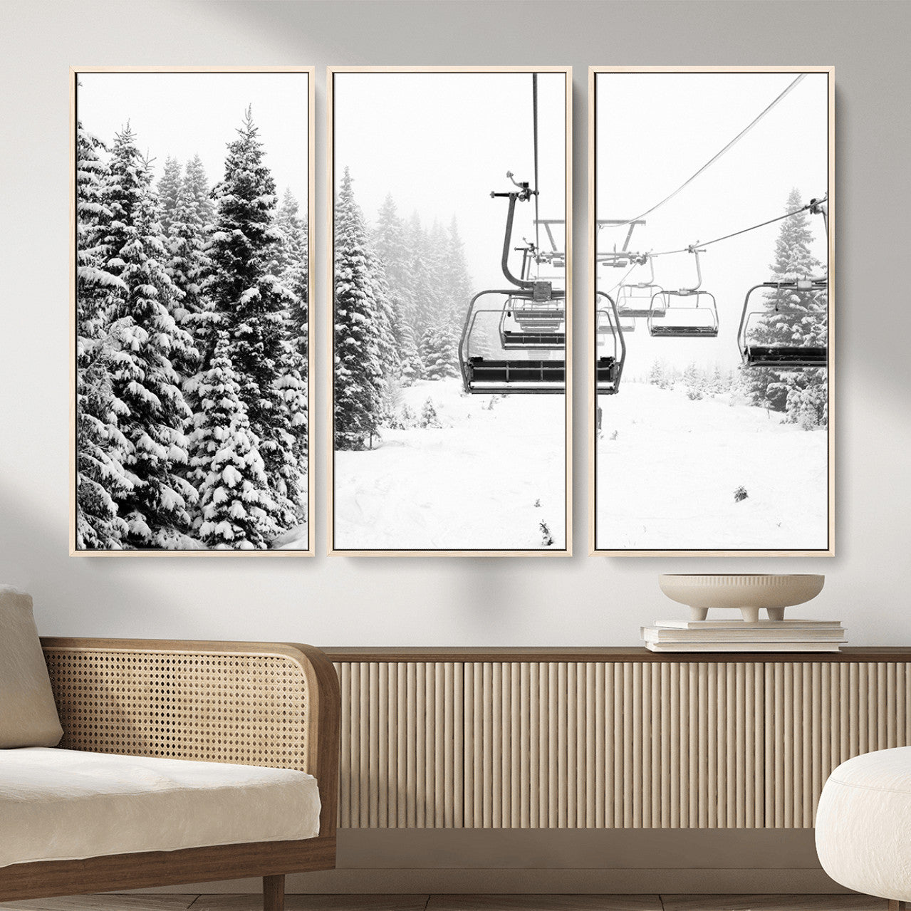 70609-MGV-CV-36X24 - Ski Wall Art - Ski Lift Wall Art Canvas Print Snow Covered Spruce Trees Winter Wall Art Ski Skier