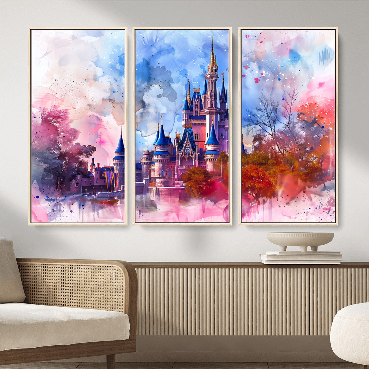 58662-MGV-CV-36X24 - Disney Wall Art: Dreamy Watercolor Cinderella Castle Canvas Print