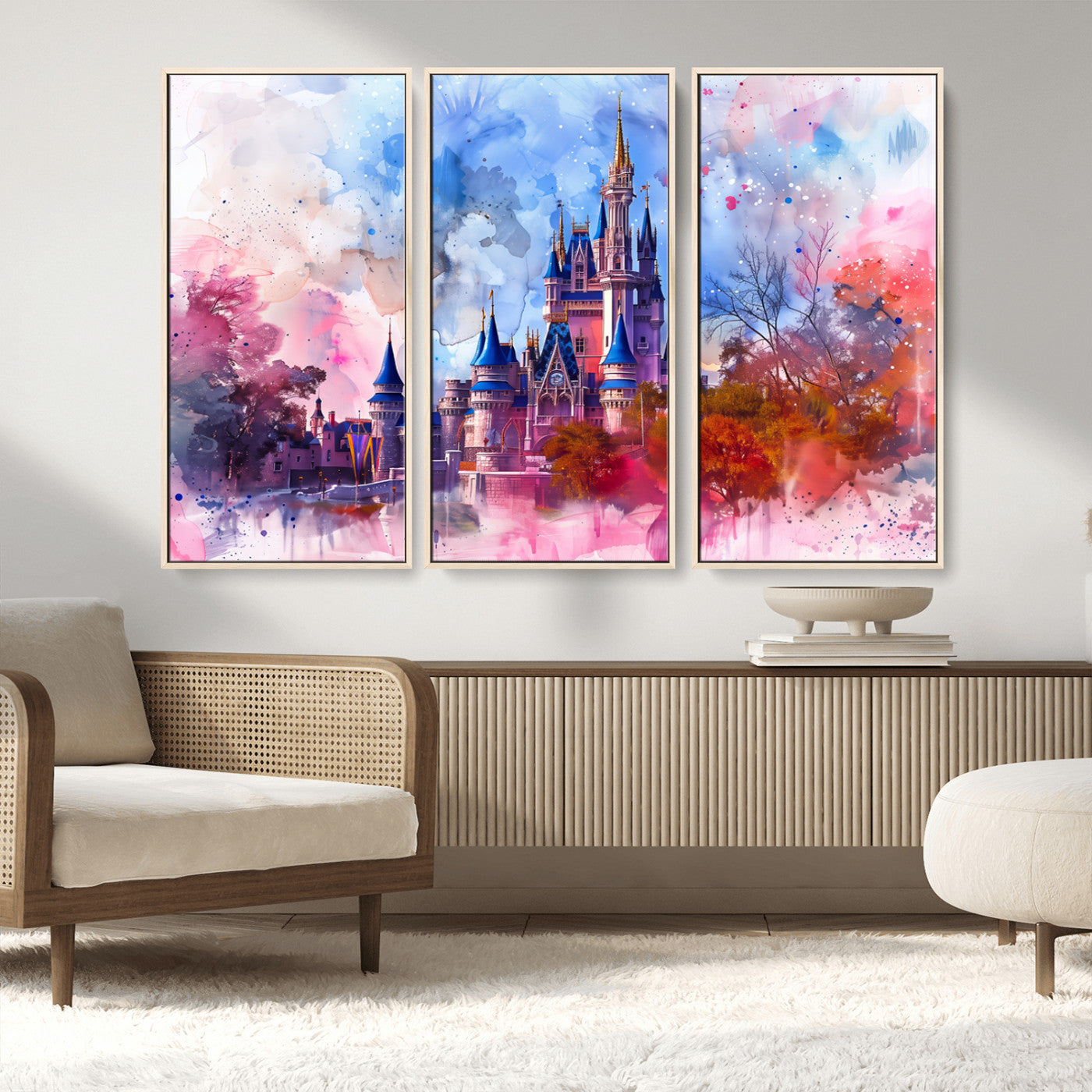 MGV-FC-48X32-3P - Disney Wall Art: Dreamy Watercolor Cinderella Castle Canvas Print