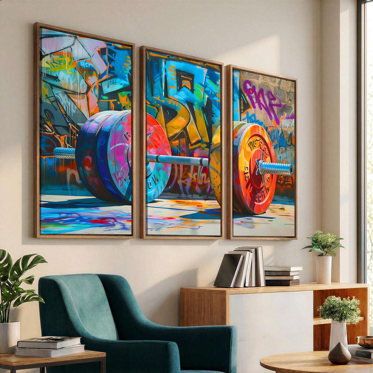 70871-MGV-CV-36X24 - Fitness Gym Barbell Graffiti Wall Art Canvas Print