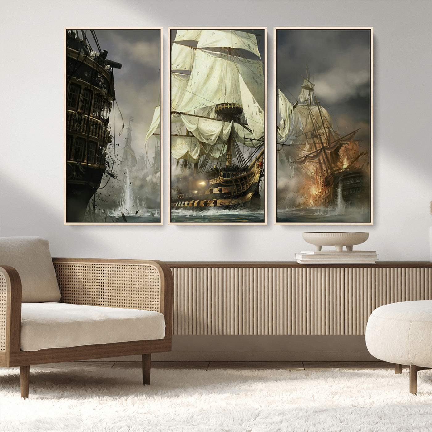 MGV-FC-48X32-3P - Pirate Ship War Wall Art Canvas Print