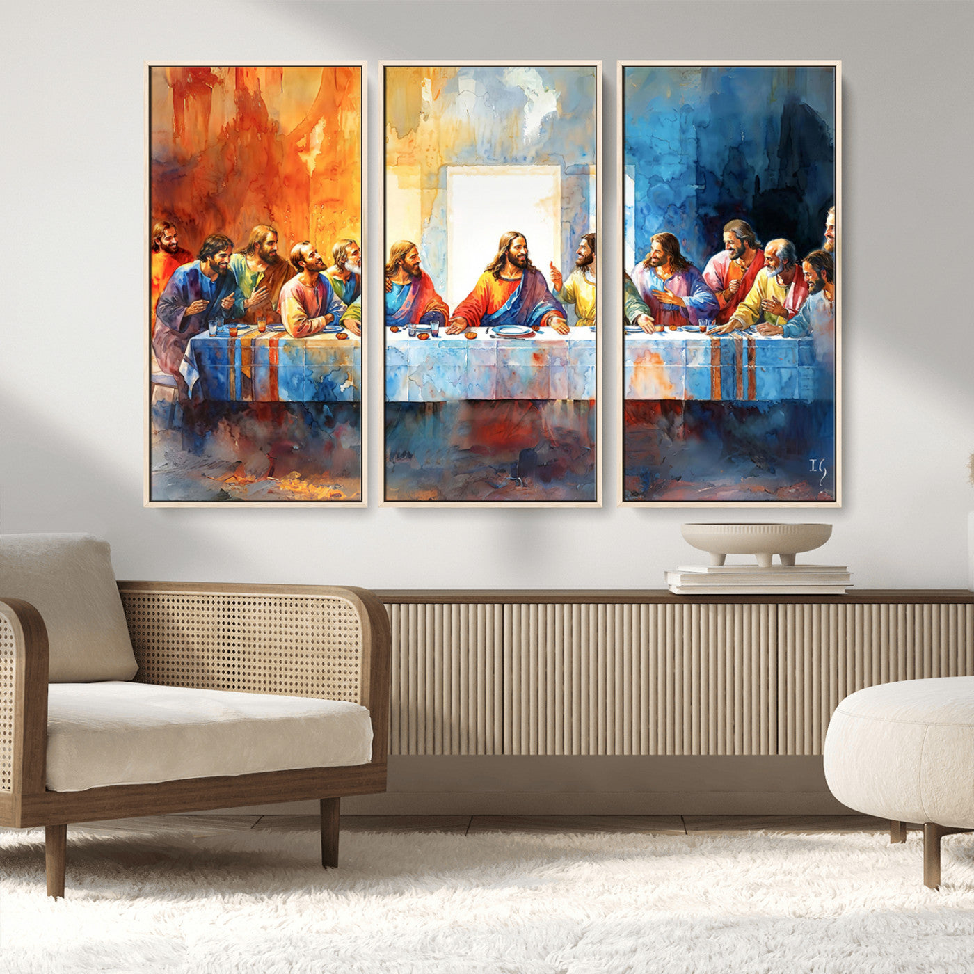 MGV-FC-48X32-3P - Abstract Waterolor The Last Supper Wall Art