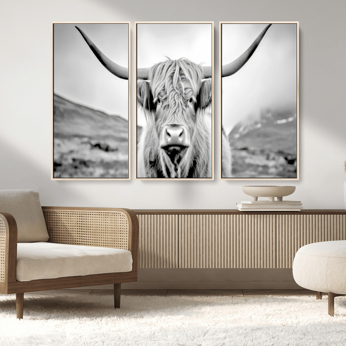 MGV-FC-48X32-3P - Scottish Cow Wall Art Canvas Print