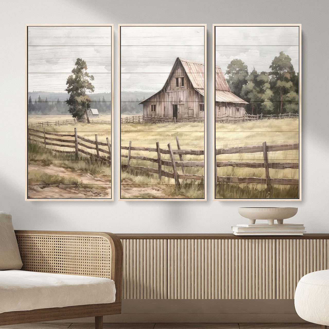 87489-MGV-CV-36X24 - Rustic Farmhouse Barn Wall Art | Framed Gallery Wrap Barn  Giclee Canvas Print for Farmhouse Decor