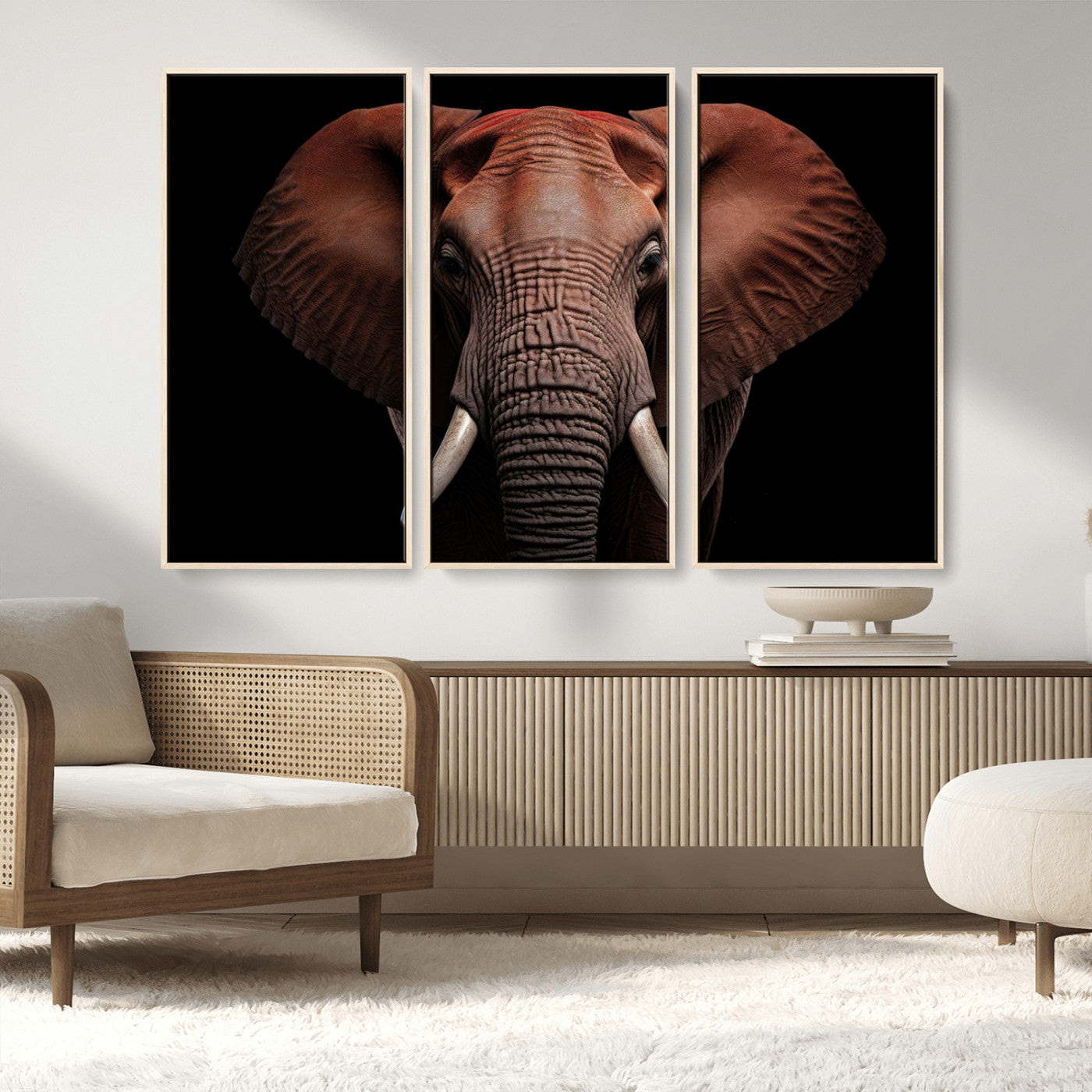-Wild Elephant Wall Art Canvas Print, Africa Savannah Wild Animal Wall Decor Print