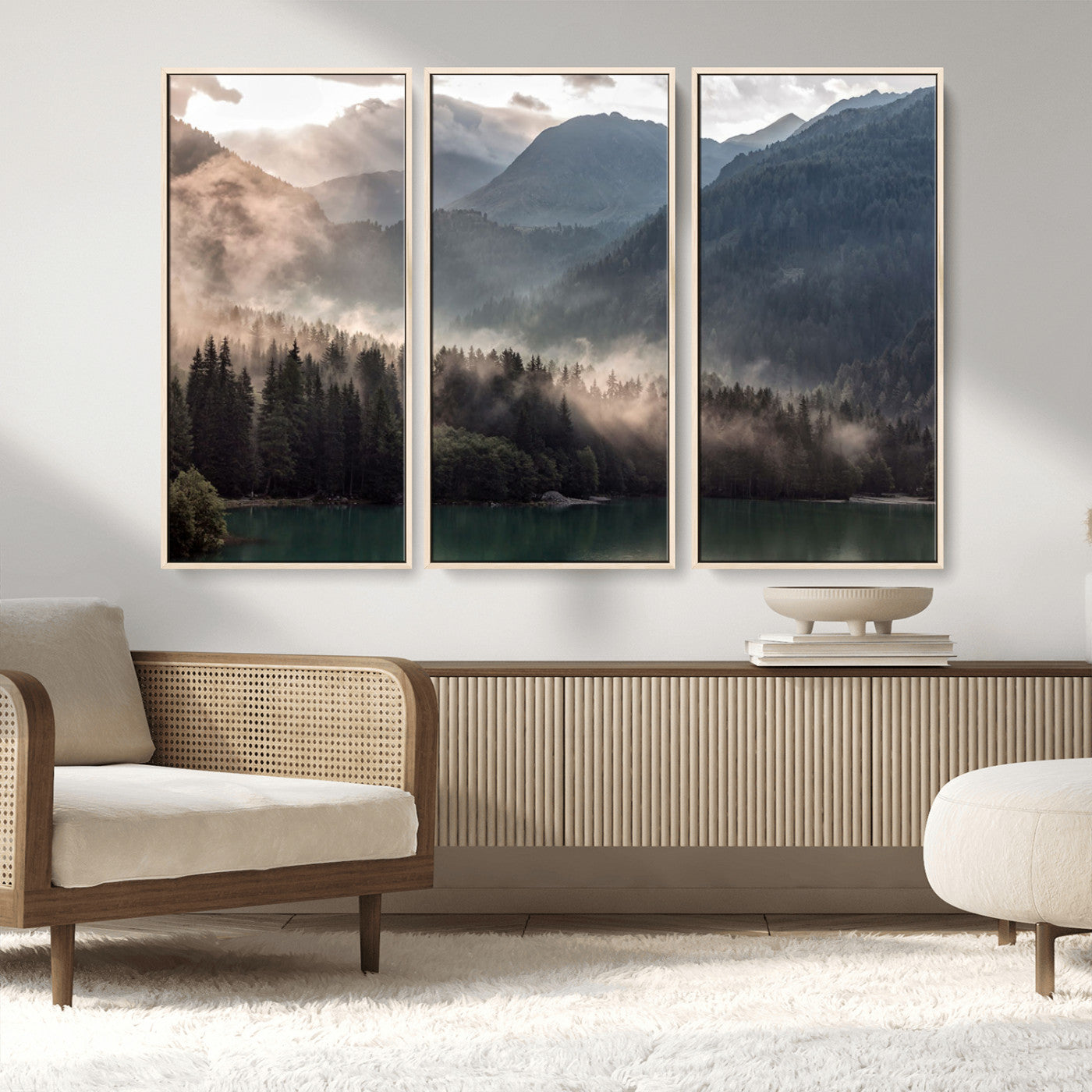 MGV-FC-48X32-3P - Foggy Mountain Canvas Print Forest Wall Art