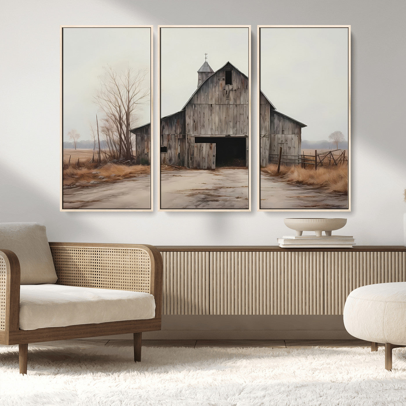 MGV-FC-48X32-3P - Farmhouse Rustic Barn Wall Art Canvas Print – Framed and Ready to Hang – Perfect Addition to Farmhouse Wall Décor