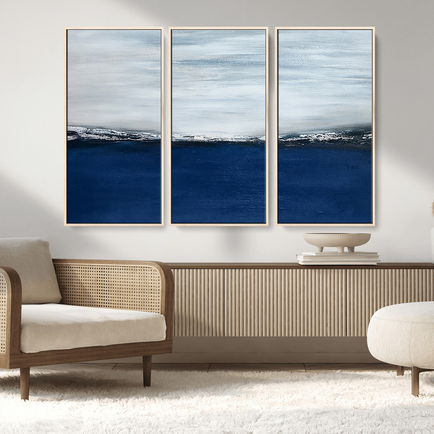 MGV-FC-48X32-3P - Navy Blue Abstract Wall Art Canvas Print