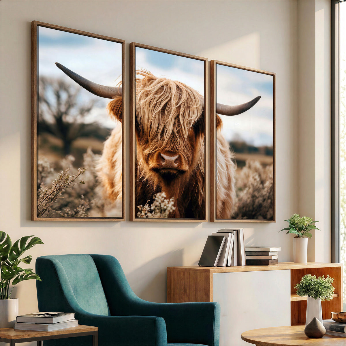 55903-_Poster-30x20 - Scottish Cow Longhorn Wall Art Canvas Print