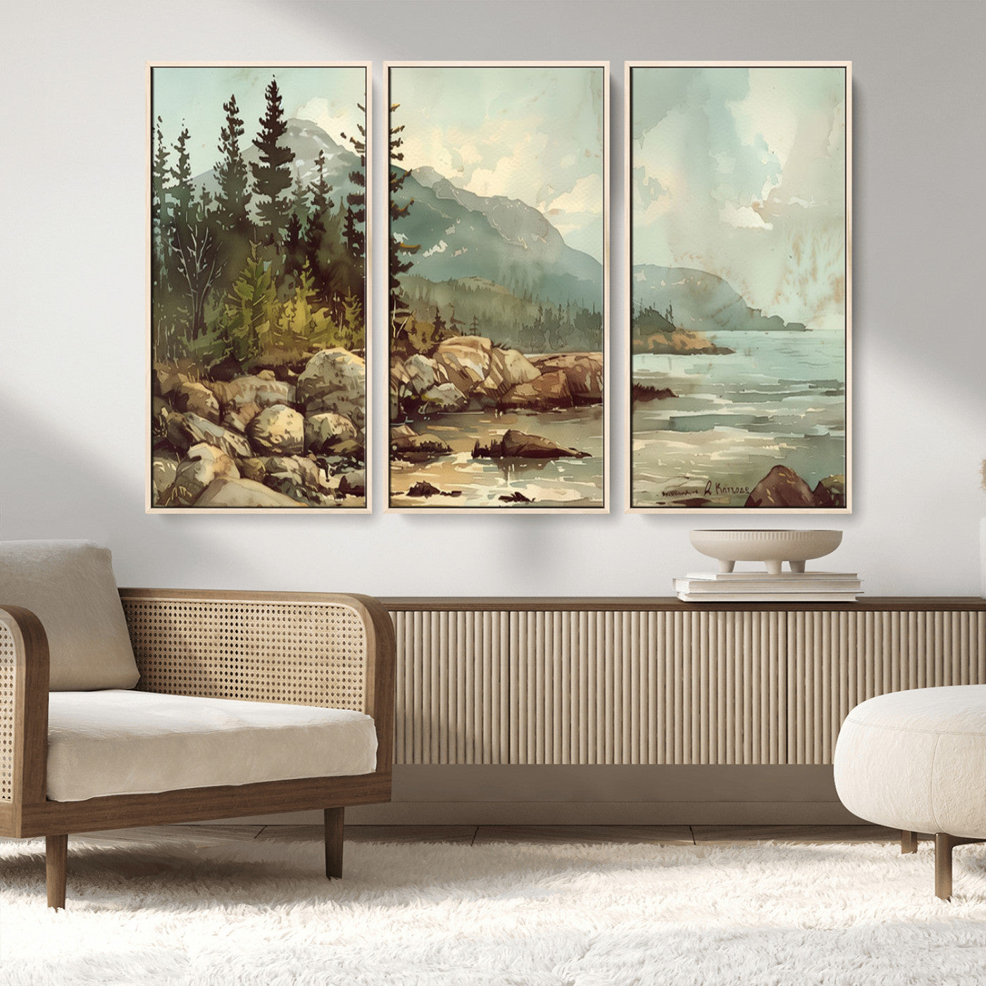 MGV-FC-48X32-3P - Abstract Acadia National Park Wall Art Canvas Print - Stunning 3-Panel Wall Art Canvas Print, Framed, Ready to Hang