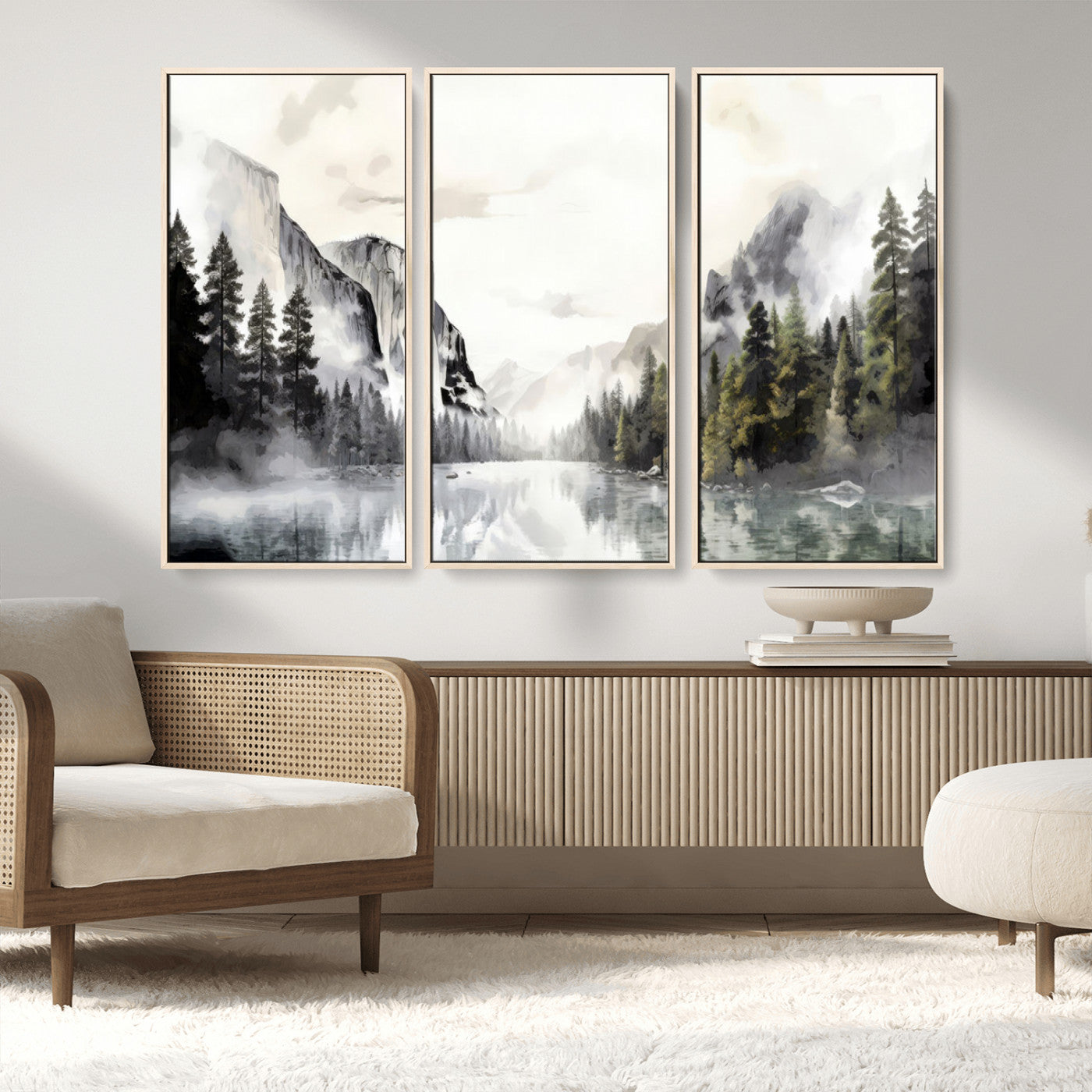 MGV-FC-48X32-3P - Yosemite Valley Wall Art Canvas Print – Framed and Ready to Hang – Majestic Nature Landscape Décor