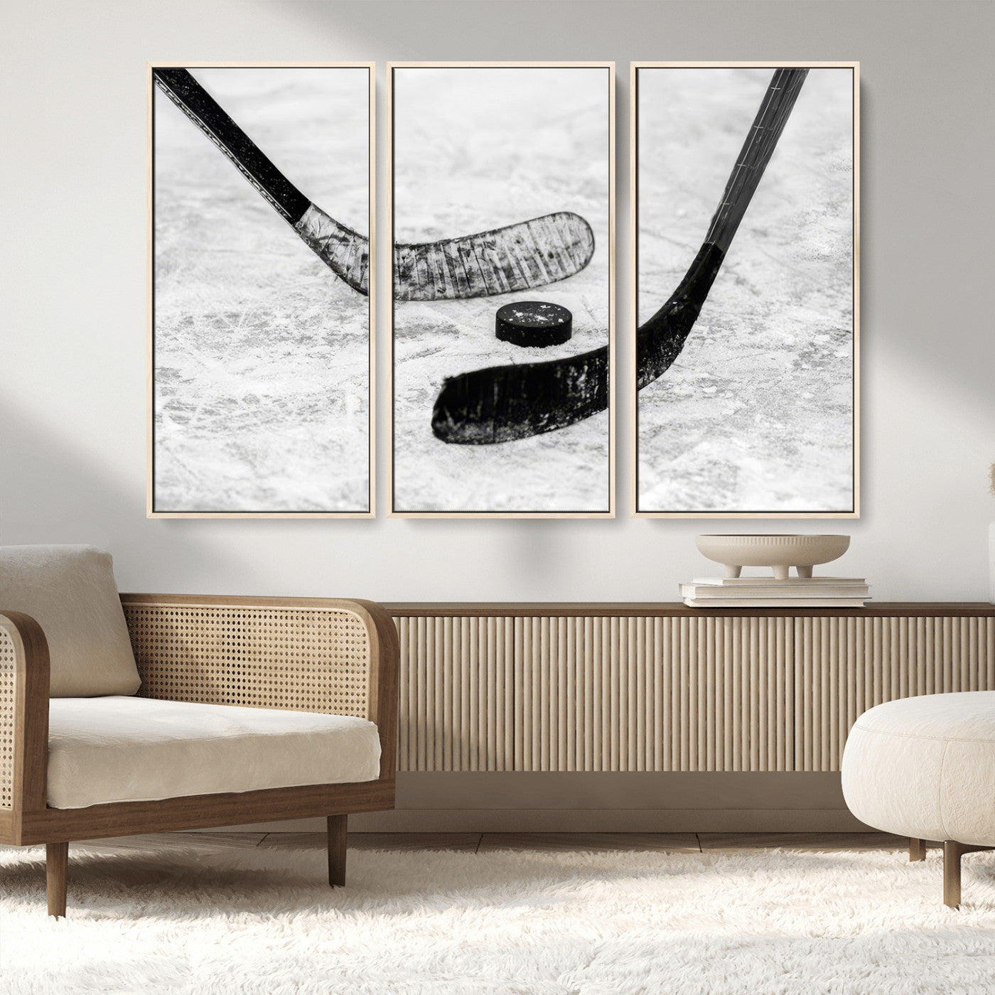MGV-FC-48X32-3P - Winter Ice Hockey Sport Canvas Wall Art Print - Hockey Wall Art Print