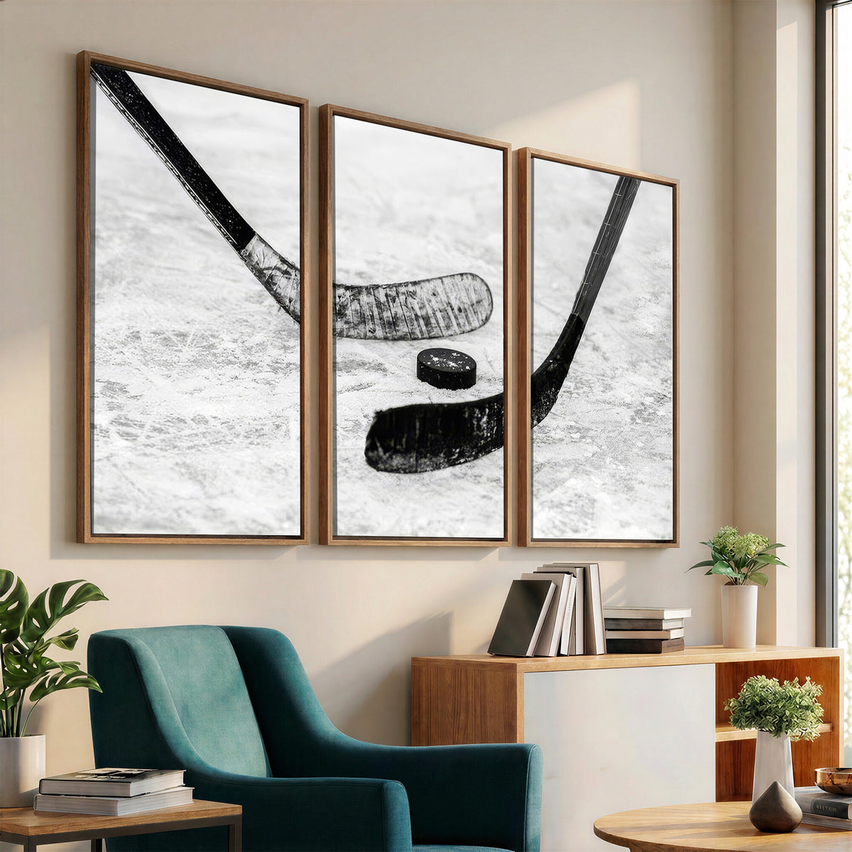 82900-MGV-CV-36X24 - Winter Ice Hockey Sport Canvas Wall Art Print, Hockey Wall Decor