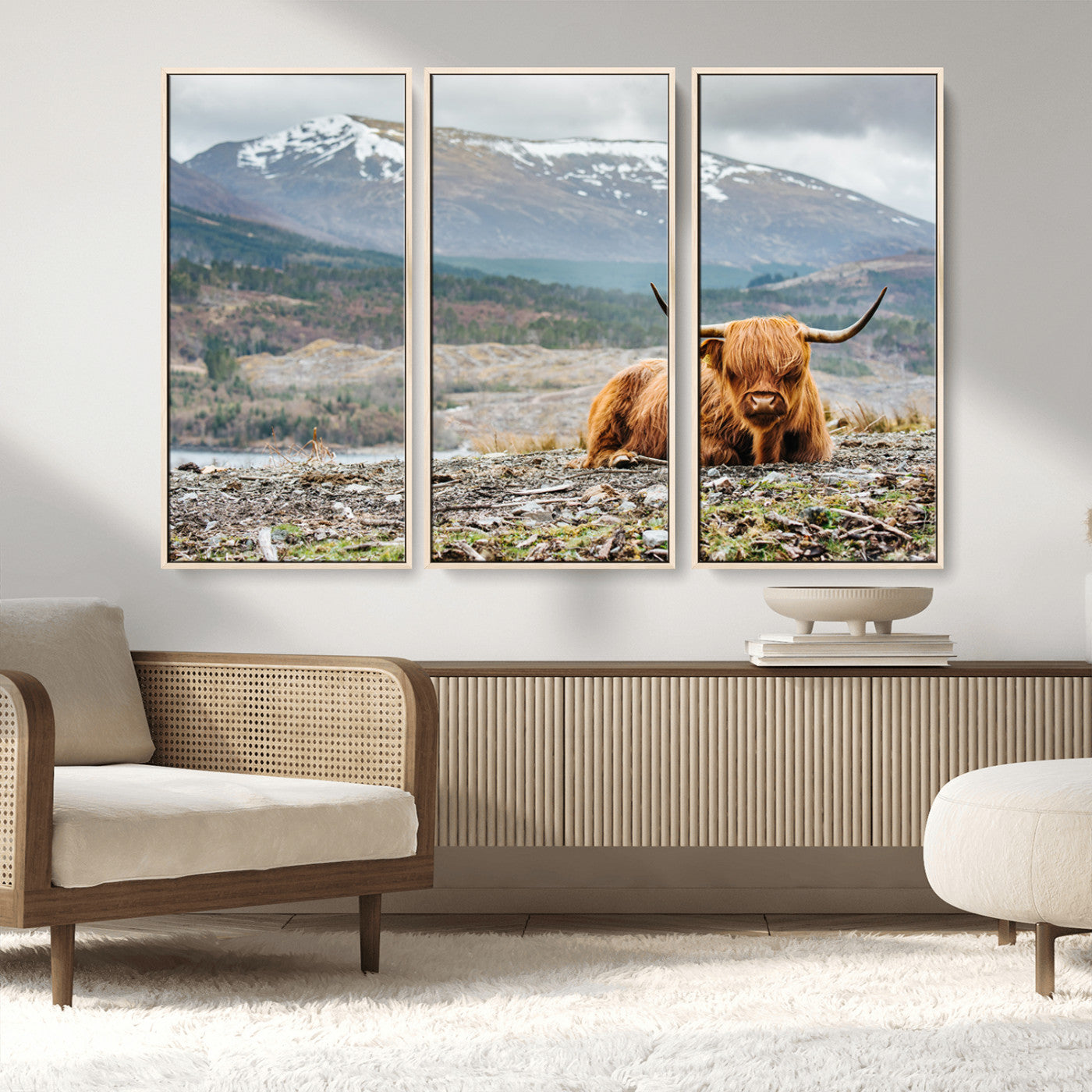 -Highland Cow Horn Farm Wall Art Canvas Print