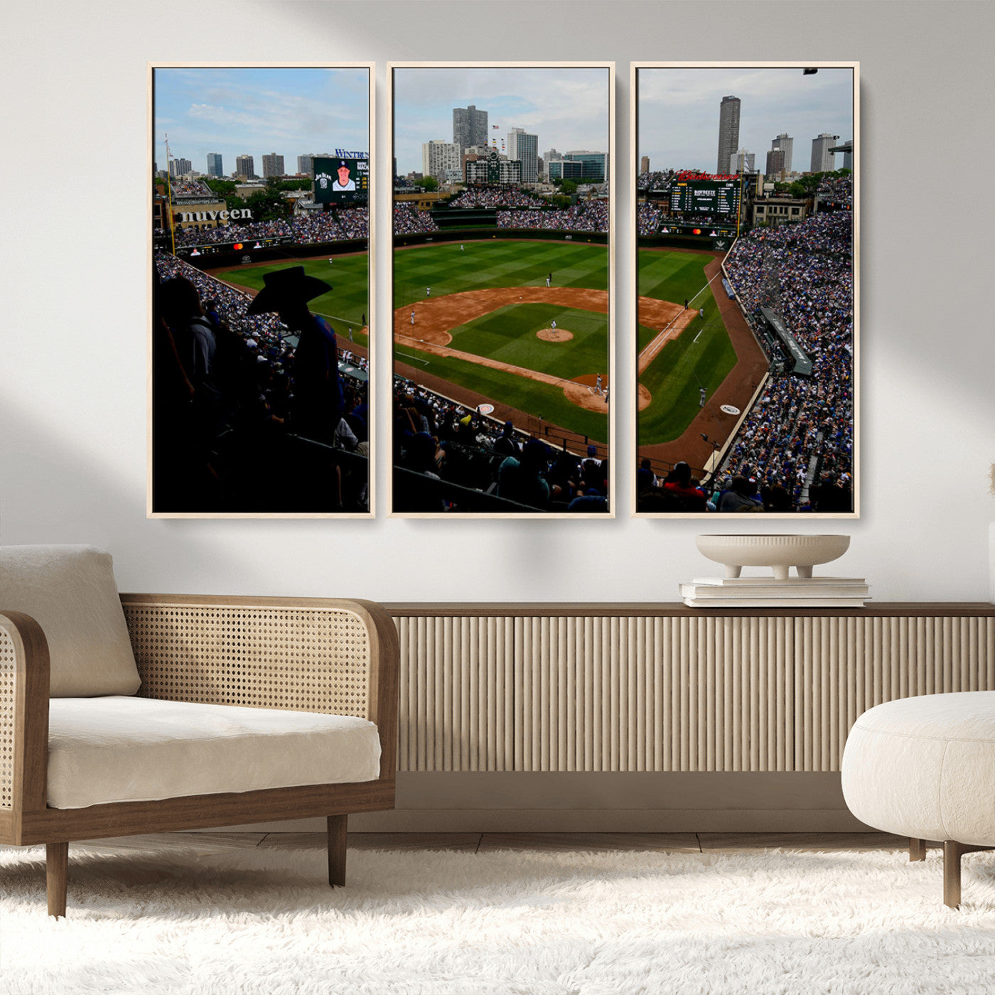 MGV-FC-48X32-3P - Chicago Cubs Baseball Team Print - Wrigley Field Stadium Wall Art Canvas Print