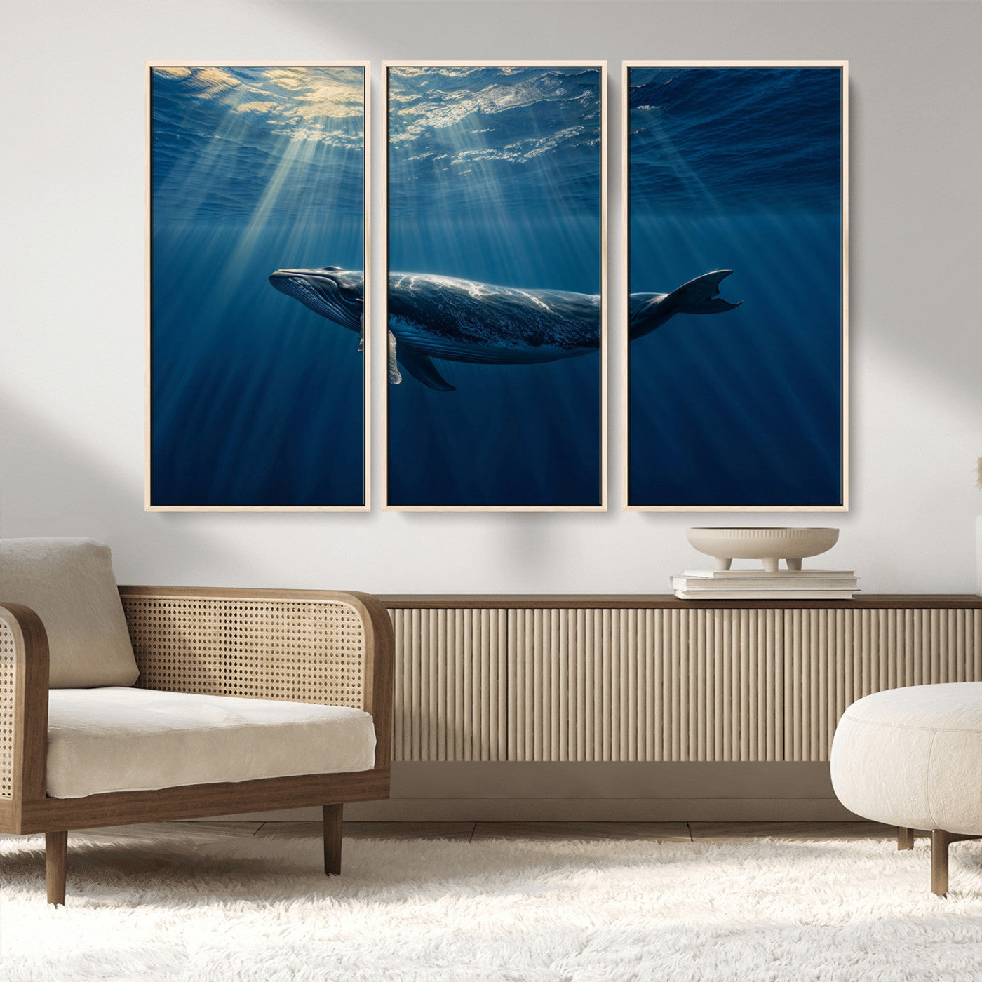 18052-MGV-FC-48X32-3P_Natural-Whale under Ocean Wall Art Canvas Print