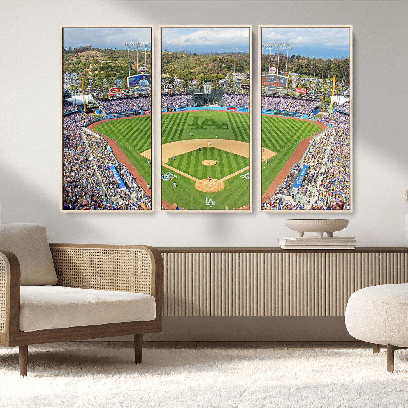 MGV-FC-48X32-3P - Citi Field Wall Art Print | 3-Panel New York Mets Baseball Stadium Canvas Print | Framed Sports Decor for Living Room, Man Cave, or Office