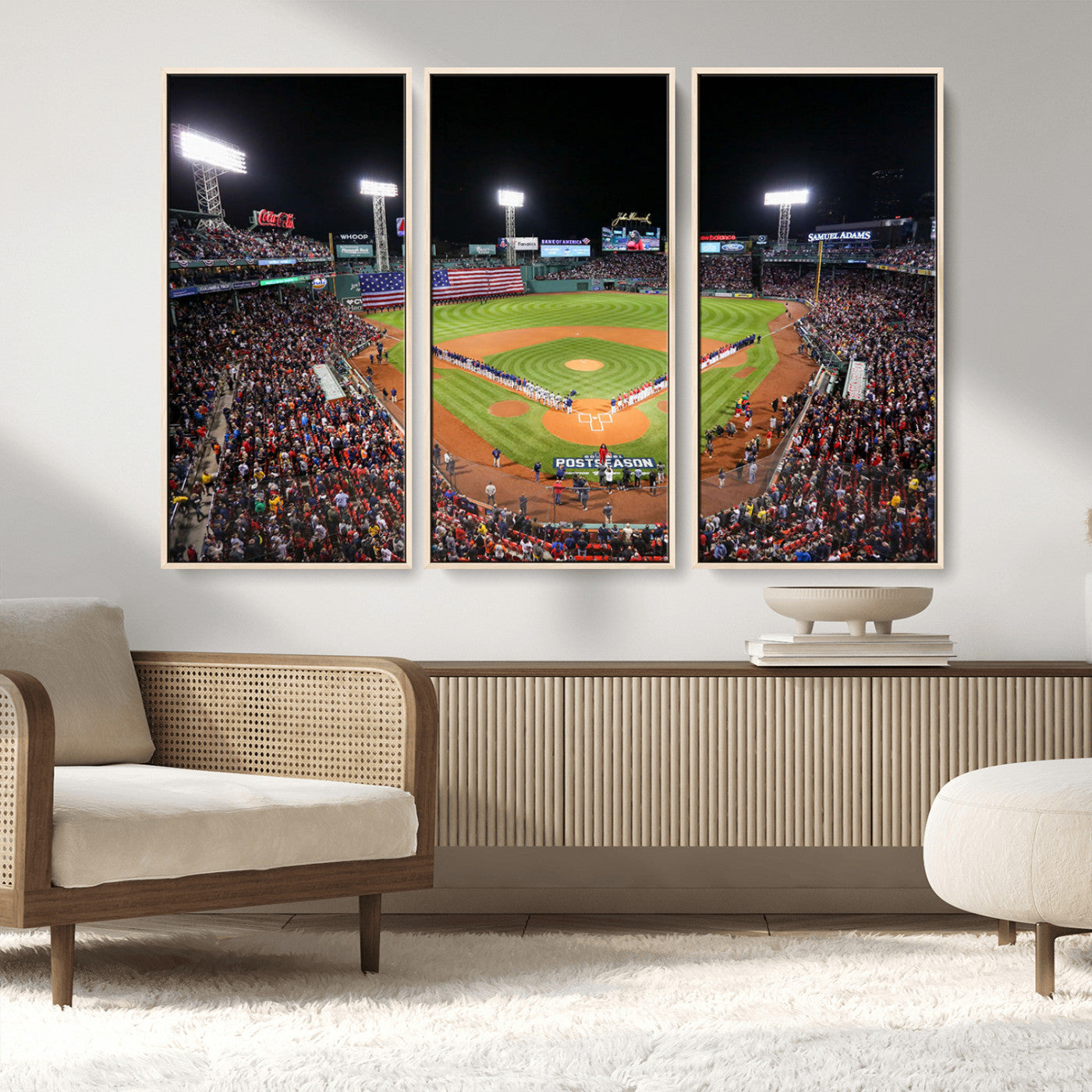MGV-FC-48X32-3P - Fenway Park Wall Art Canvas Print | Large Baseball Stadium Canvas Print for Boston Red Sox Fans | Framed Ready-to-Hang Boston Sports Decor Artwork
