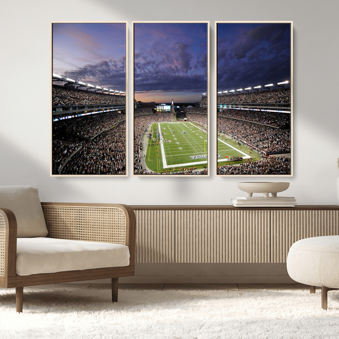 MGV-FC-48X32-3P - New England Patriots Football Team Print - Foxborough Gillette Stadium Wall Art Canvas Print