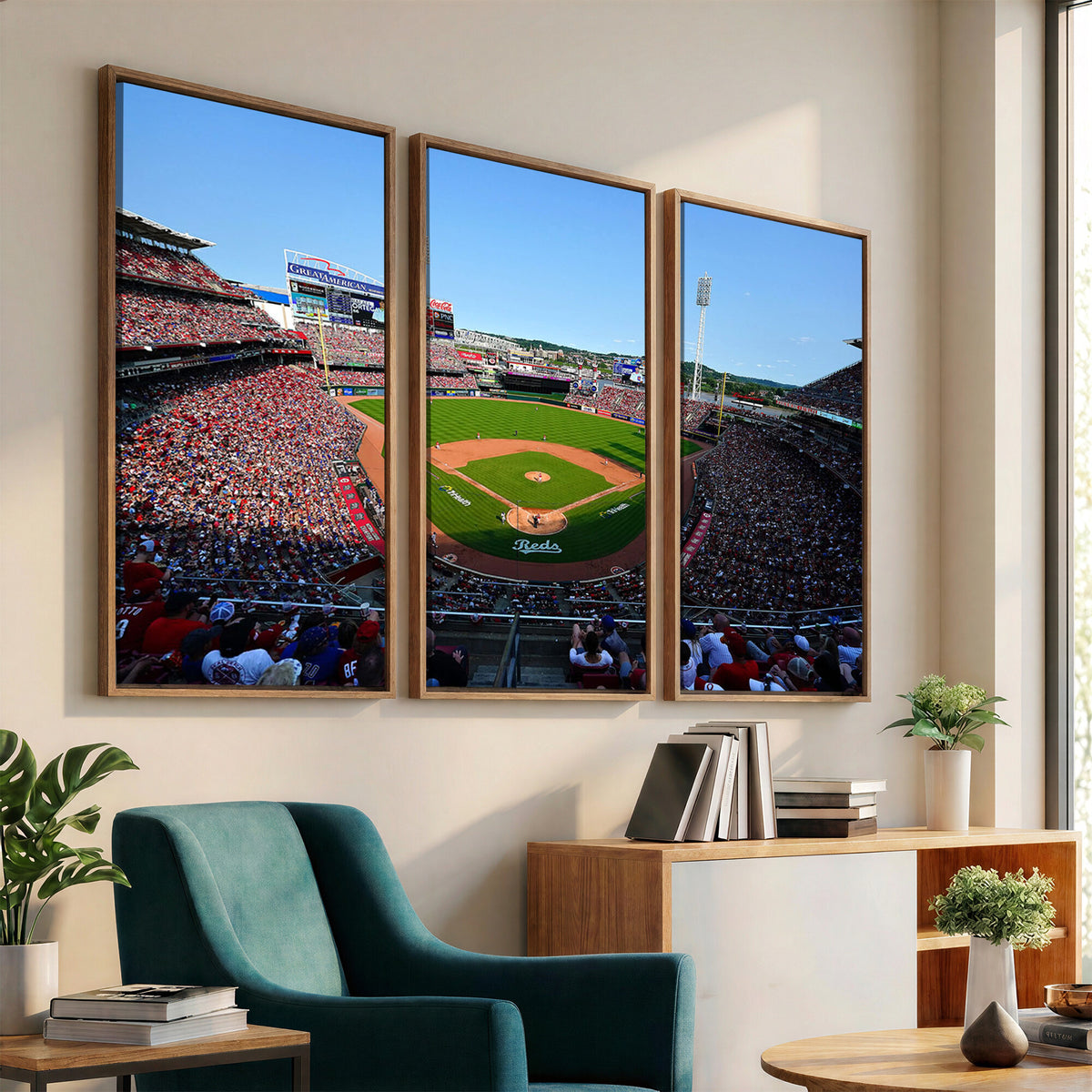 90998-MGV-CV-36X24 - Cincinnati Reds Baseball Canvas Print | Great American Ball Park Stadium Wall Art