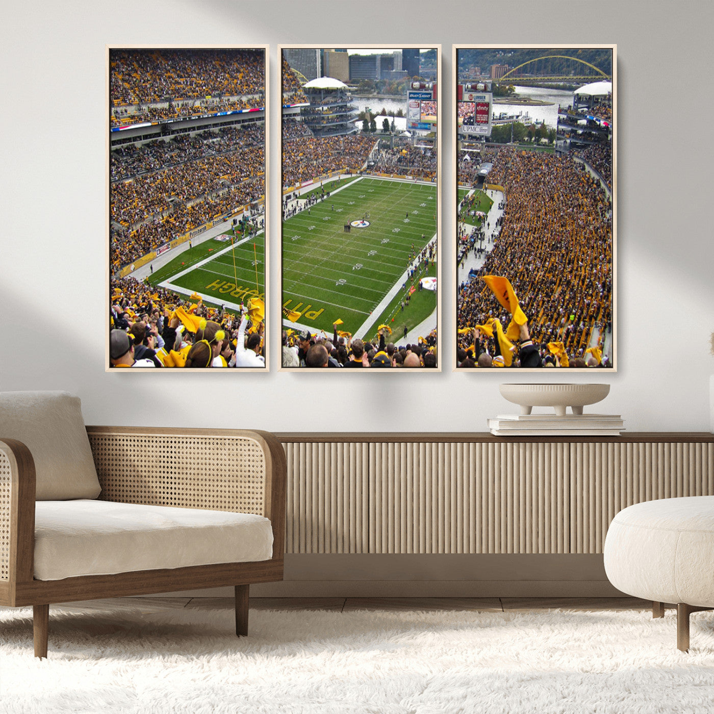 MGV-FC-48X32-3P - Pittsburgh Steelers Football Team Print - Pittsburgh Heinz Field Stadium Wall Art Canvas Print