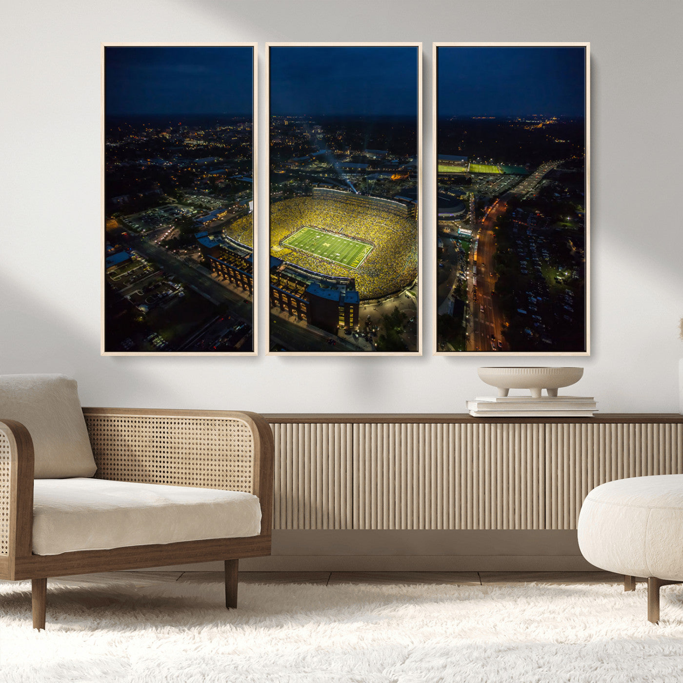 MGV-FC-48X32-3P - Michigan Wolverines Football Team Print - Michigan Stadium Wall Art Canvas Print