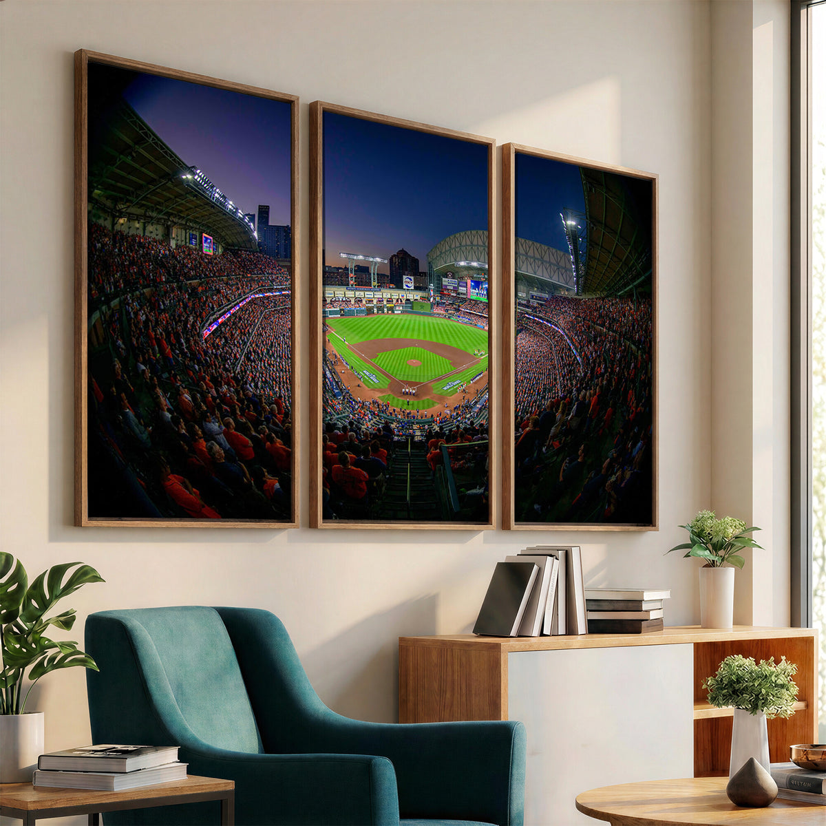 44322-MGV-CV-36X24 - Houston Astros Baseball Print Canvas, Houston Minute Maid Park Stadium Wall Art