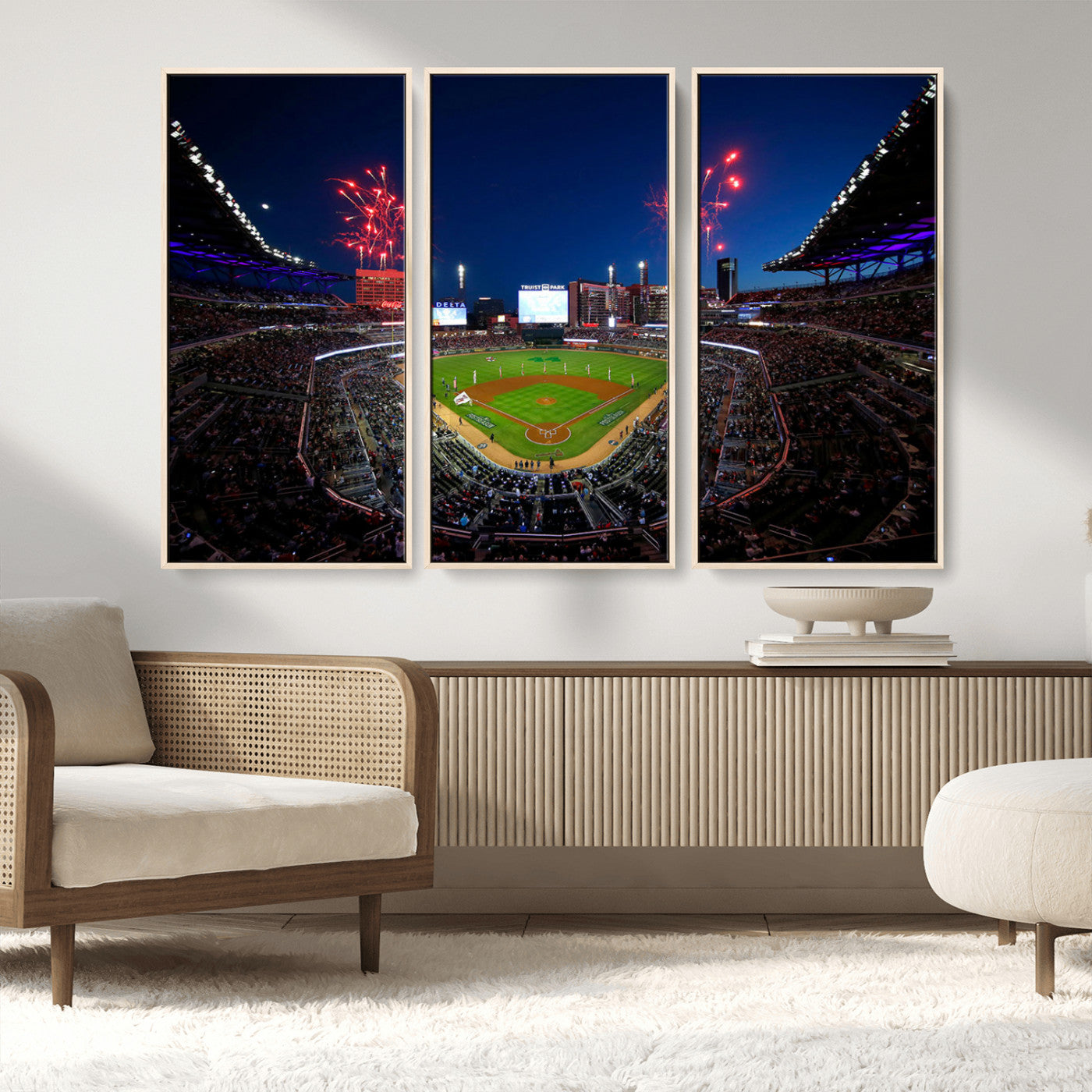 MGV-FC-48X32-3P - Truist Park Atlanta Braves Baseball Stadium Wall Art Print | Large 3-Panel Canvas Print for Sports