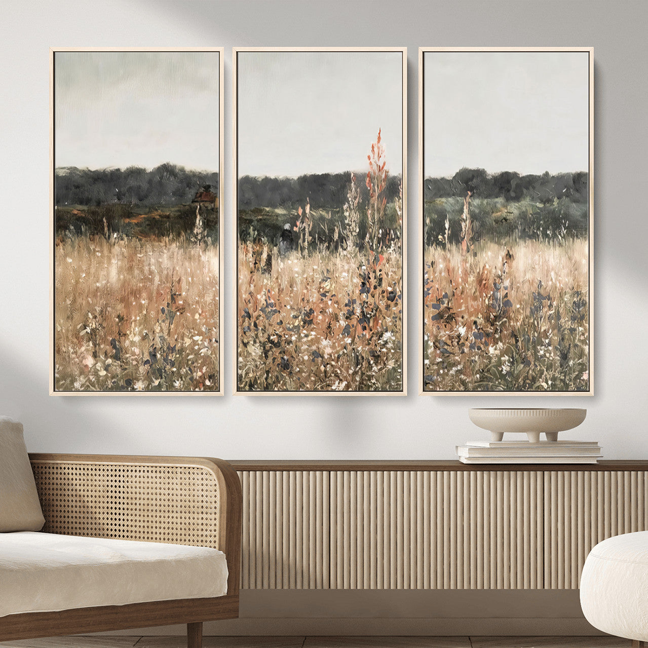 16595-MGV-CV-36X24 - Rustic Field Landscape Wall Art Print, Abstract Field Canvas Wall Art for Barn Decoration