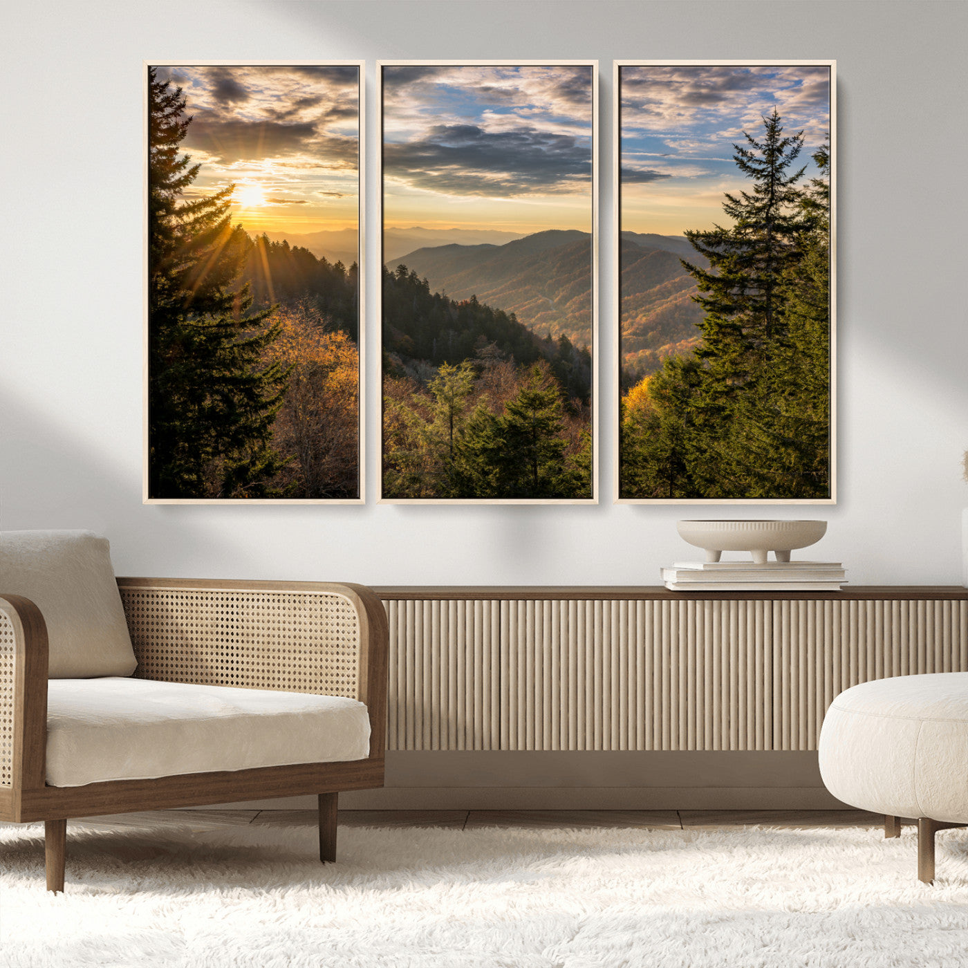MGV-FC-48X32-3P - Sunrise Over the Smoky Mountains Canvas Wall Art – Breathtaking Scenic Landscape Photography in a