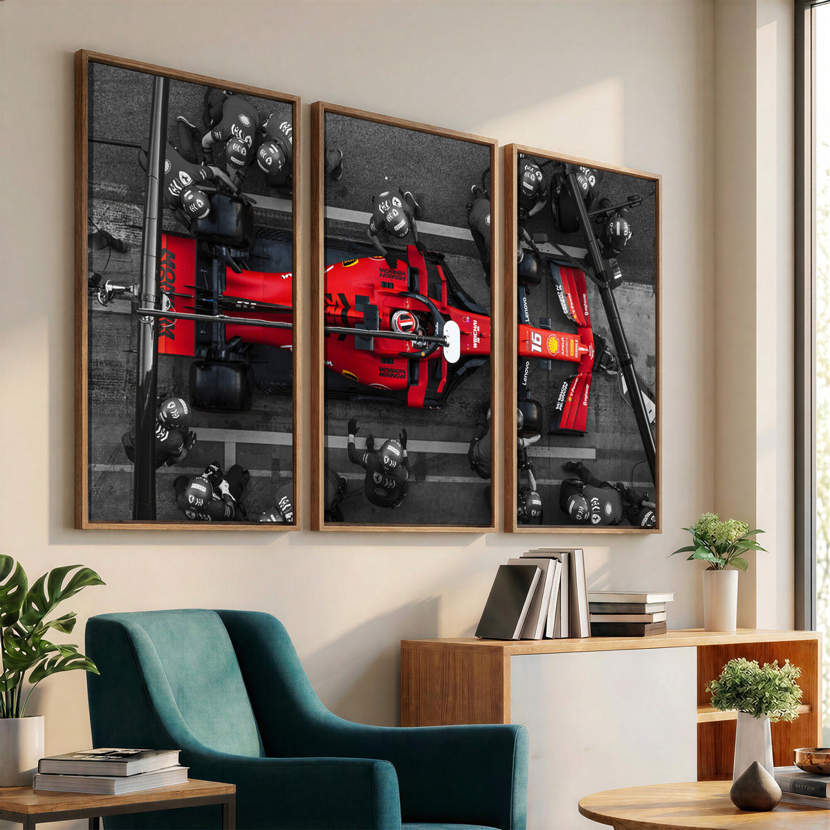 99356-MGV-CV-36X24 - Ferrari Pit Stop Canvas Wall Art | Precision and Speed