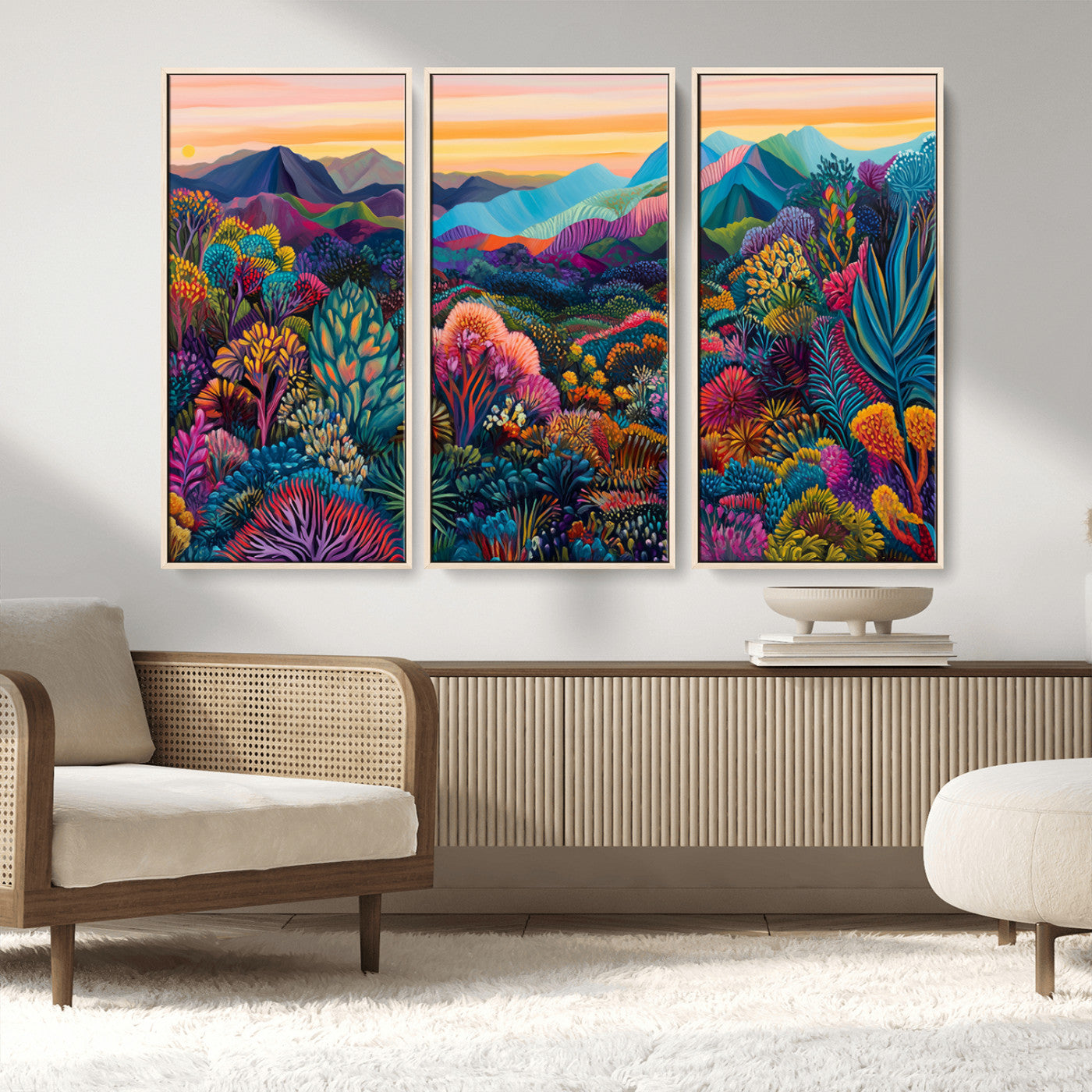 MGV-FC-48X32-3P - Colorful Abstract Landscape Wall Art Print Canvas - Vibrant Modern Decor for Living Room, Office, or