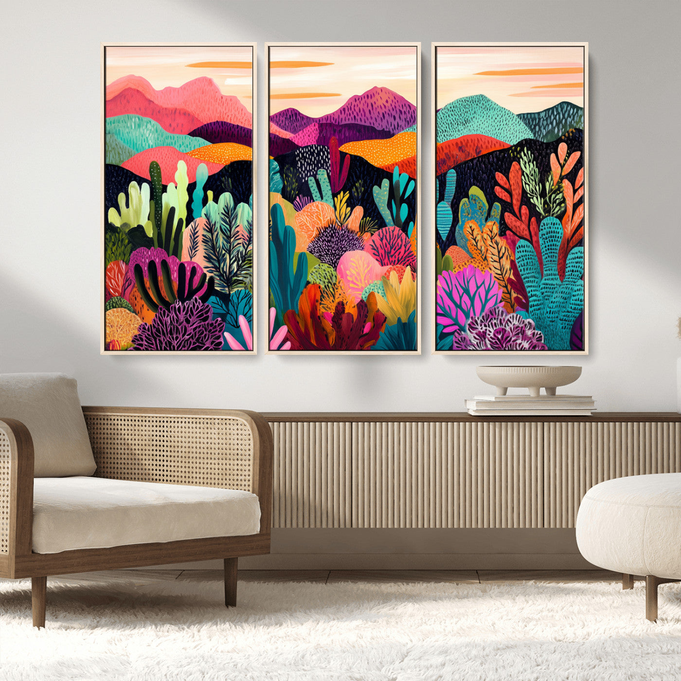 MGV-FC-48X32-3P - Abstract Kusama Print - Landscape Canvas Wall Art Print - Vibrant Modern Decor for Living Room,