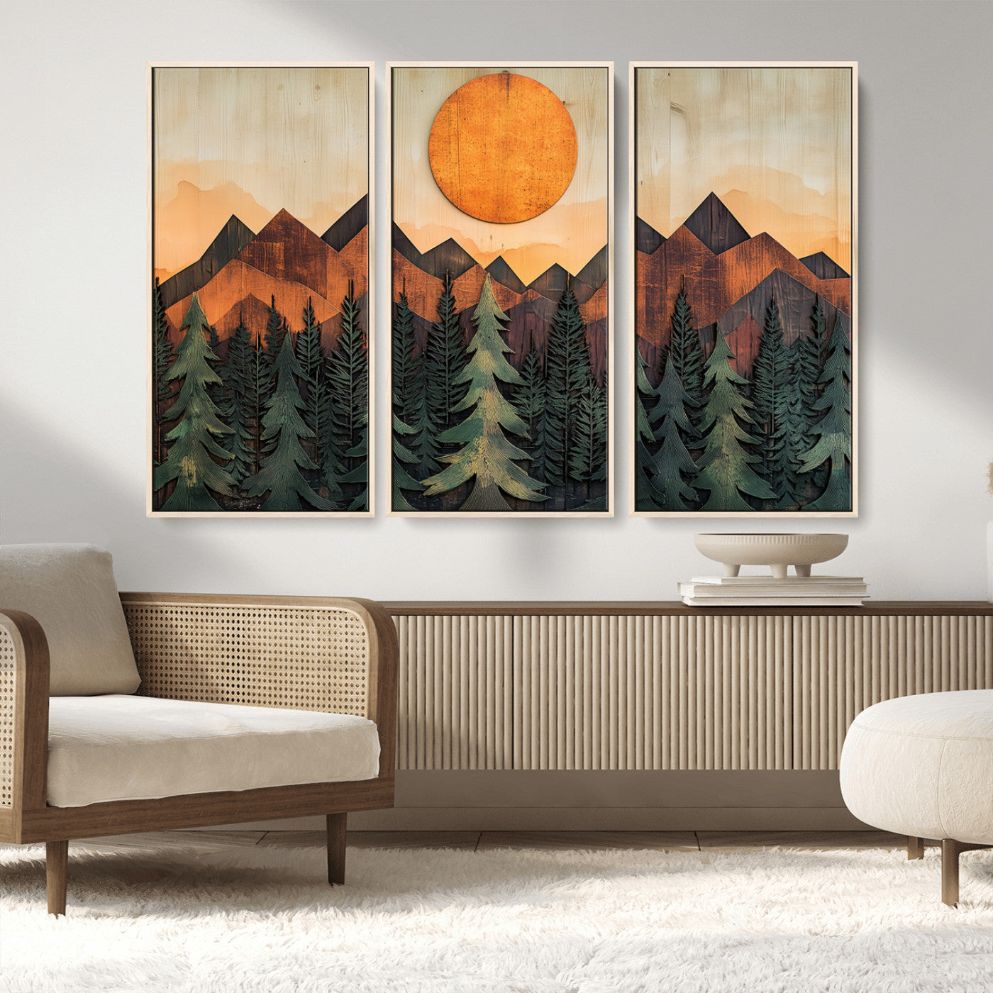 MGV-FC-48X32-3P - Sunset Mountain Landscape Canvas Wall Art Print - Nature Decor for Living Room, Office