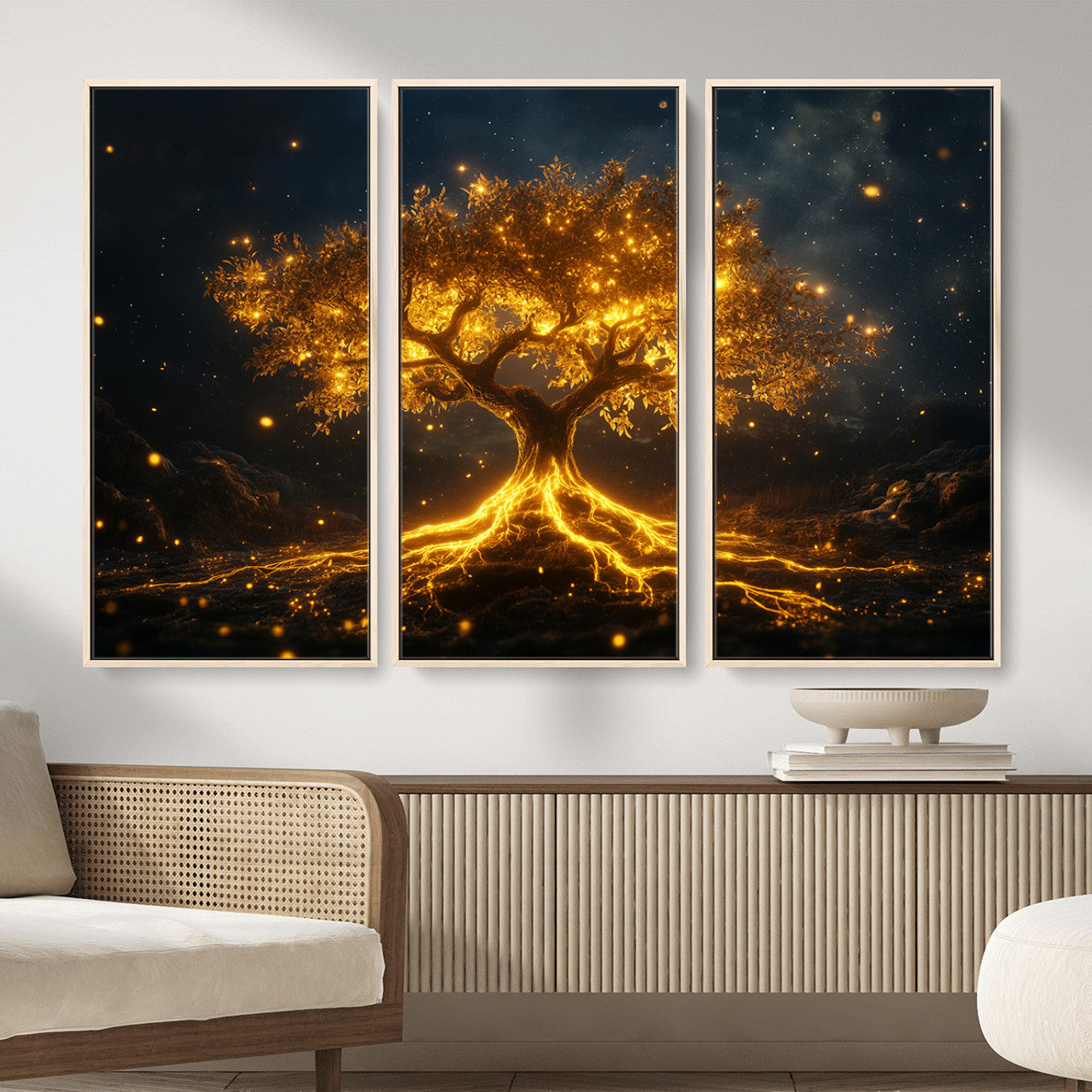60194-MGV-CV-36X24 - Golden Tree of Life Canvas Wall Art Print - Majestic Tree of Life Print for Living Room and Office Decor