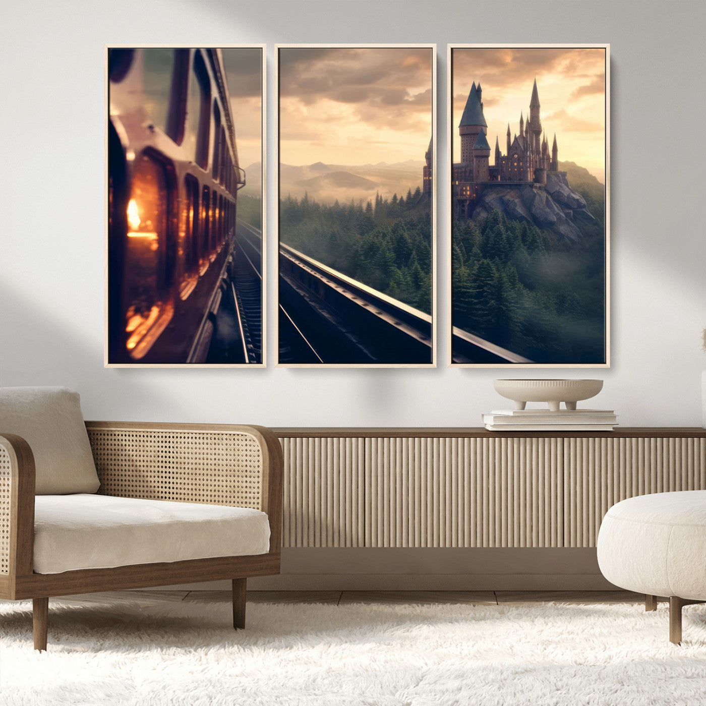 MGV-FC-48X32-3P - Harry Castle Wall Art Canvas Print, Wizard School Wall Art Print, Movie Wall Art Print