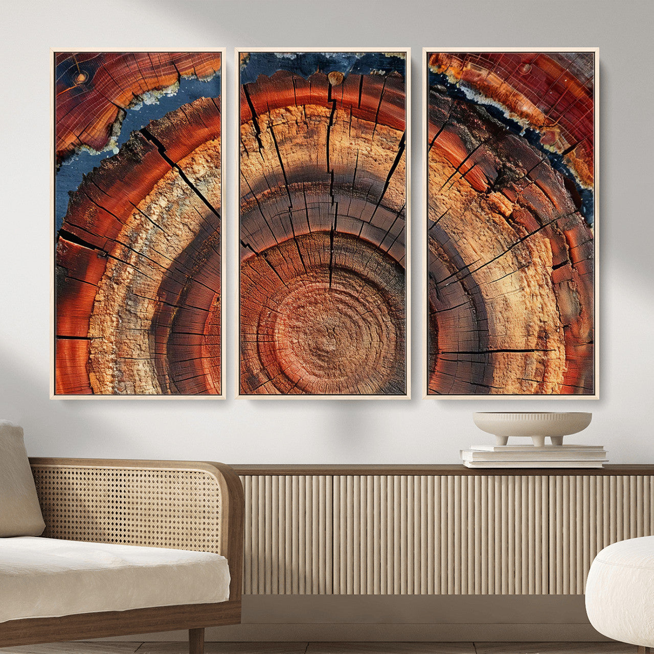 28555-MGV-CV-36X24 - Abstract Tree Ring Art Wall Art Canvas Print for Modern Farmhouse Decor, Colorful Tree Ring Wall Decor, Minimalist Home Canvas Art