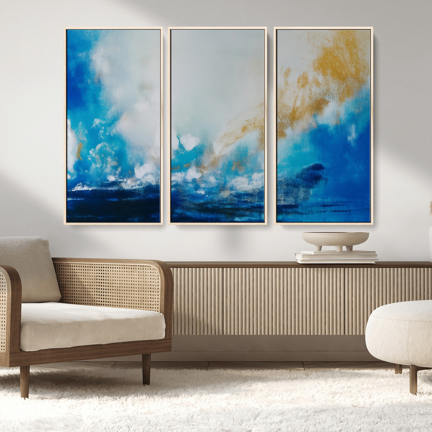 MGV-FC-48X32-3P - Blue Abstract Print - Dynamic Ocean-Inspired Canvas Wall Art