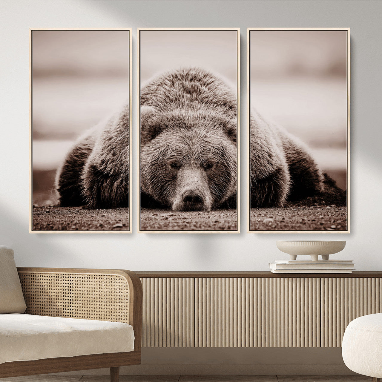20611-MGV-CV-36X24 - Grizzly Bear Wall Art Print - Bear Canvas Wall Art - Rustic Bear Portrait Canvas Print for Cabin