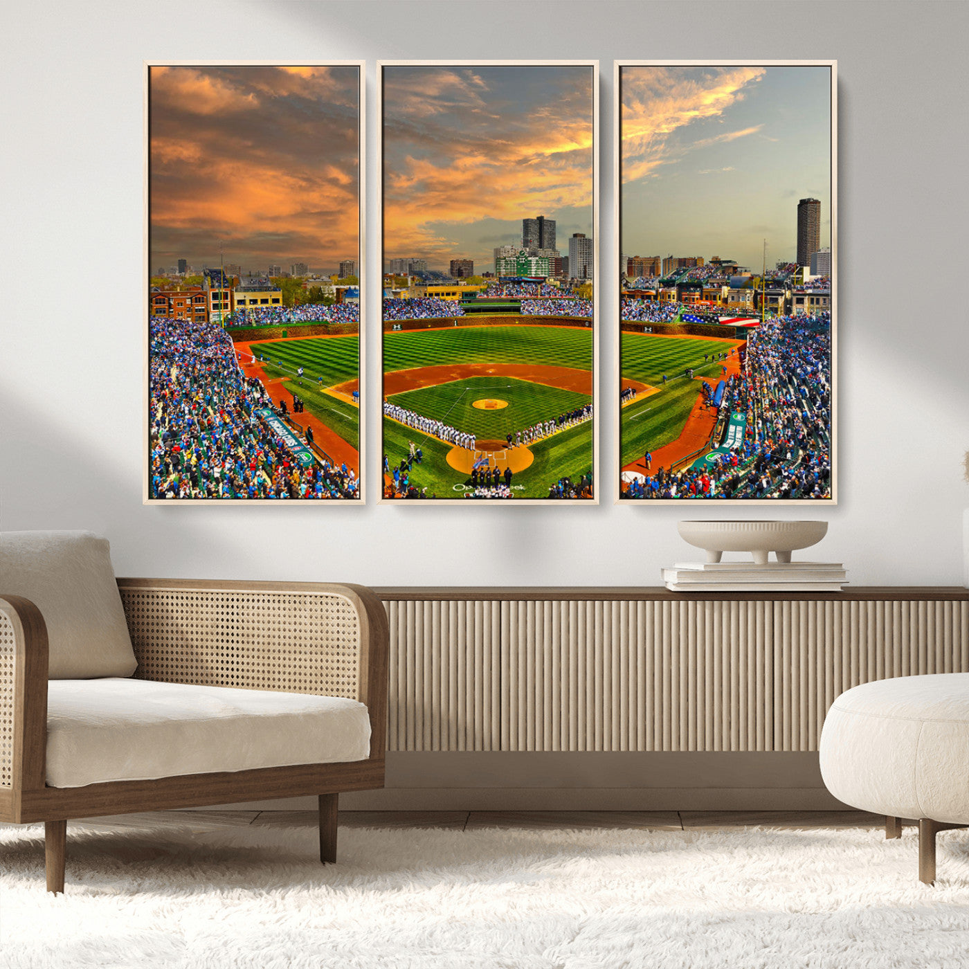 MGV-FC-48X32-3P - Chicago Wrigley Field Canvas Wall Art - Iconic Baseball Stadium Art Print - Wrigley Field Chicago