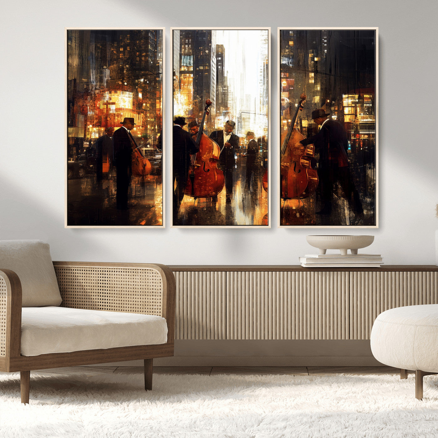 MGV-FC-48X32-3P - Abstract Jazz Art Wall Art Canvas Print - Framed Abstract Music Canvas - Colorful Instrument Poster
