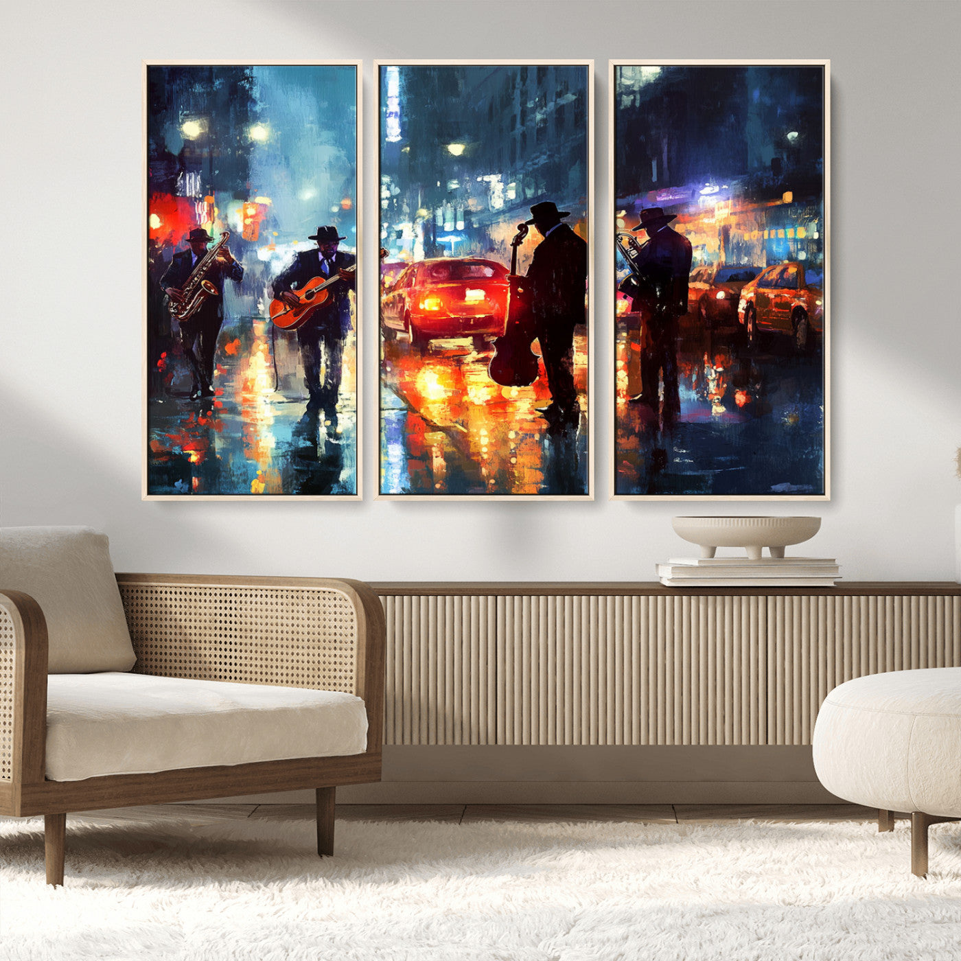 MGV-FC-48X32-3P - African American Jazz Canvas - Abstract Music Wall Art Print - Abstract Jazz Wall Art Framed Prints