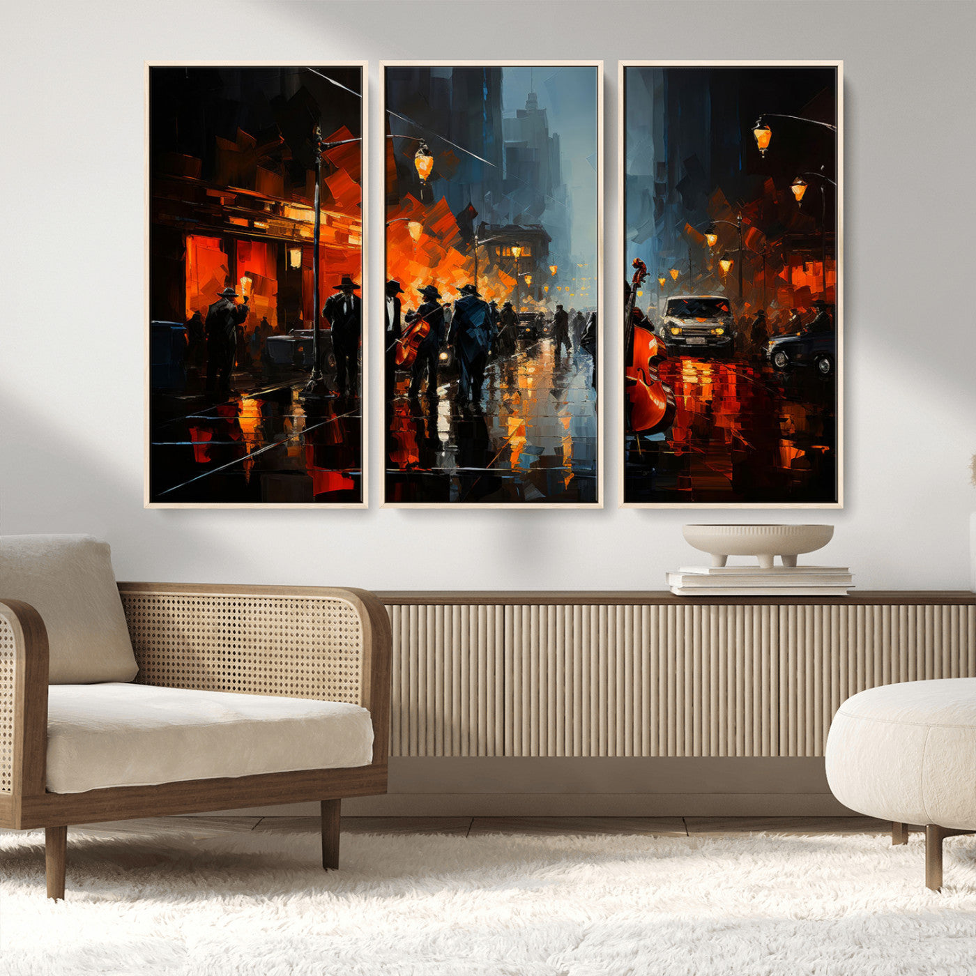 MGV-FC-48X32-3P - Winston Porter Jazz Wall Art - African American Music Canvas - Abstract Colorful Music Art - Framed