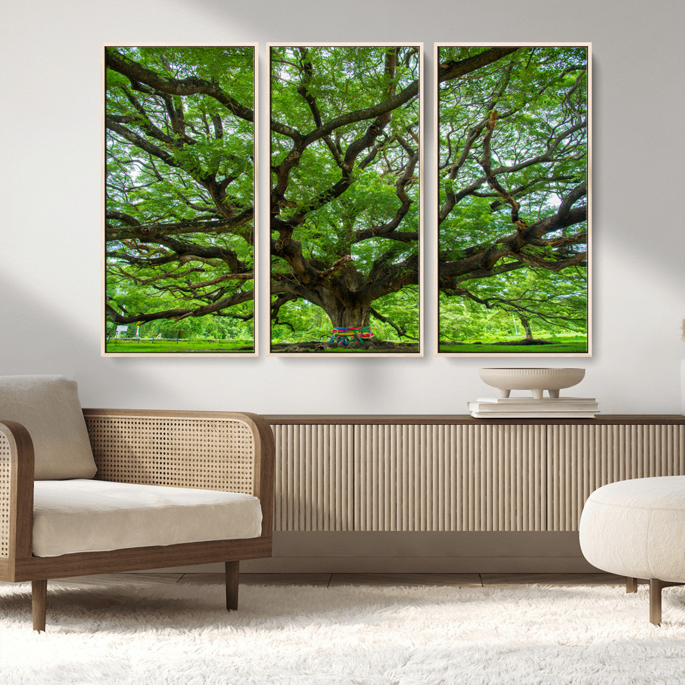 MGV-FC-48X32-3P - Oak Tree Wall Art Print, Forest Canvas Wall Art for Home and Office, Framed Angel Oak Tree Canvas