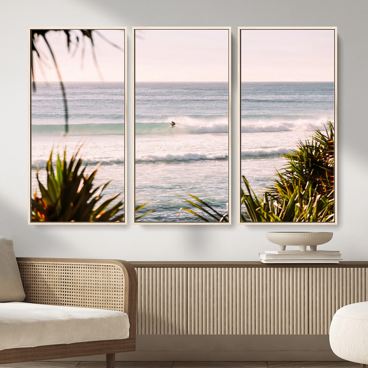 23287092-MGV-CV-36X24 - Ocean Surfer Wall Art Canvas Print | Framed Coastal Surf Art Picture Tropical Beach Artwork for Home Office