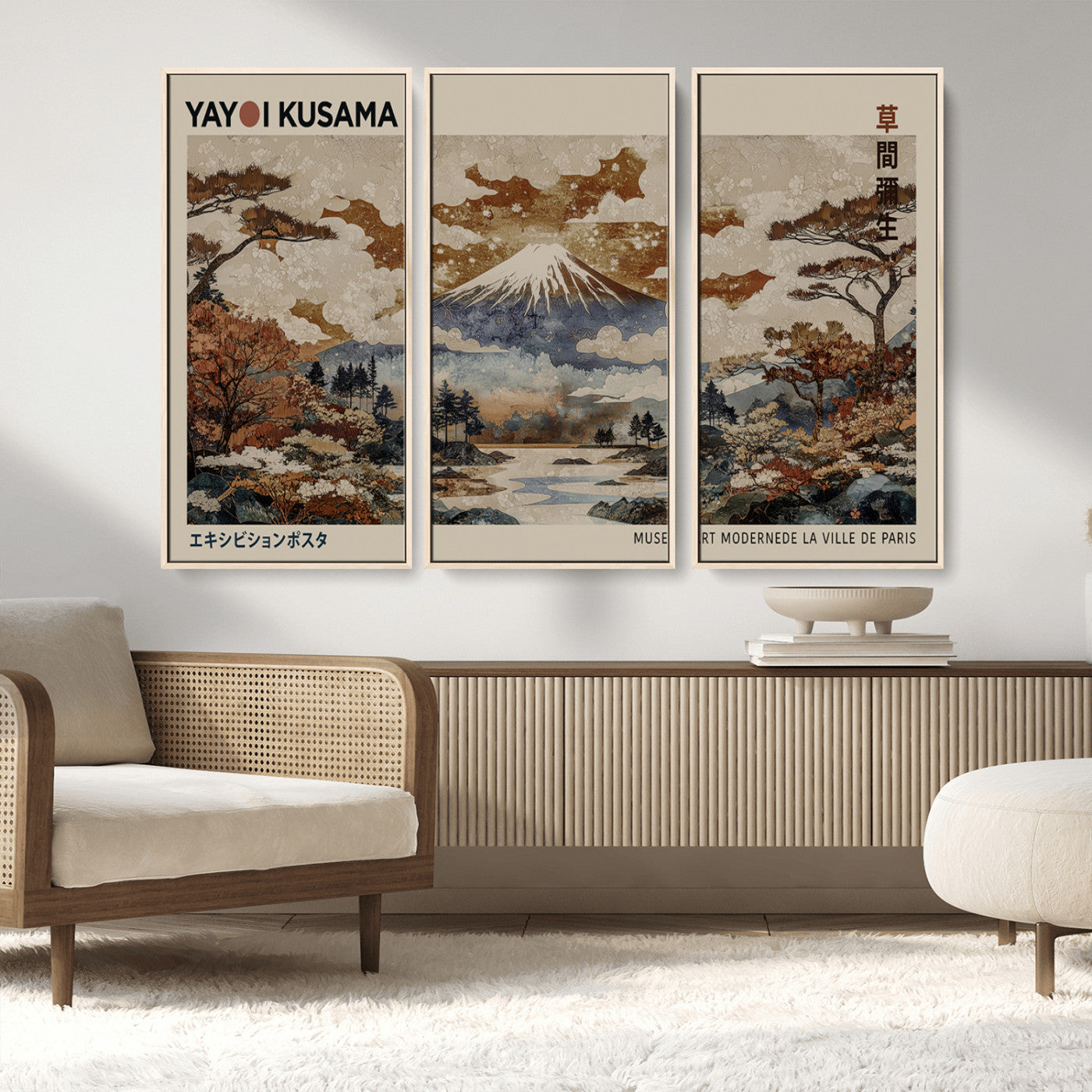 MGV-FC-48X32-3P - Yayoi Wall Art: Transform Your Space, Modern Japanese Wall Art Print Yayoi Kusama Canvas Wall Art