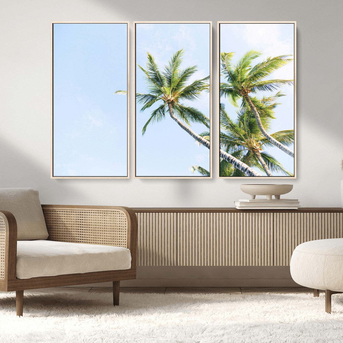 MGV-FC-48X32-3P - Palm Trees Wall Art Canvas Print, Framed Tropical Art Picture Print, Coastal Perfect Tropical Decor Artwork