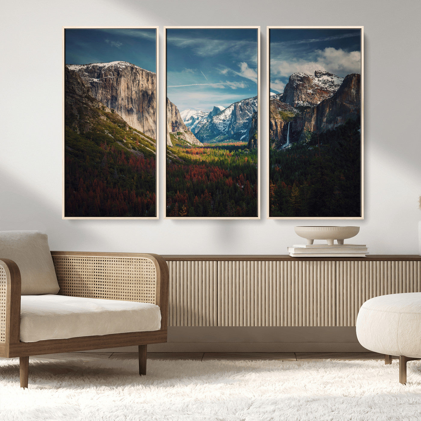 MGV-FC-48X32-3P - Yosemite National Park Wall Art Canvas Print, Framed Mountain Landscape Art Picture Print, El Capitan Perfect Rustic Farmhouse Decor Artwork